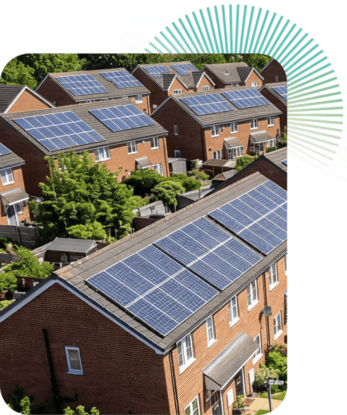 Housing estate with solar panels.