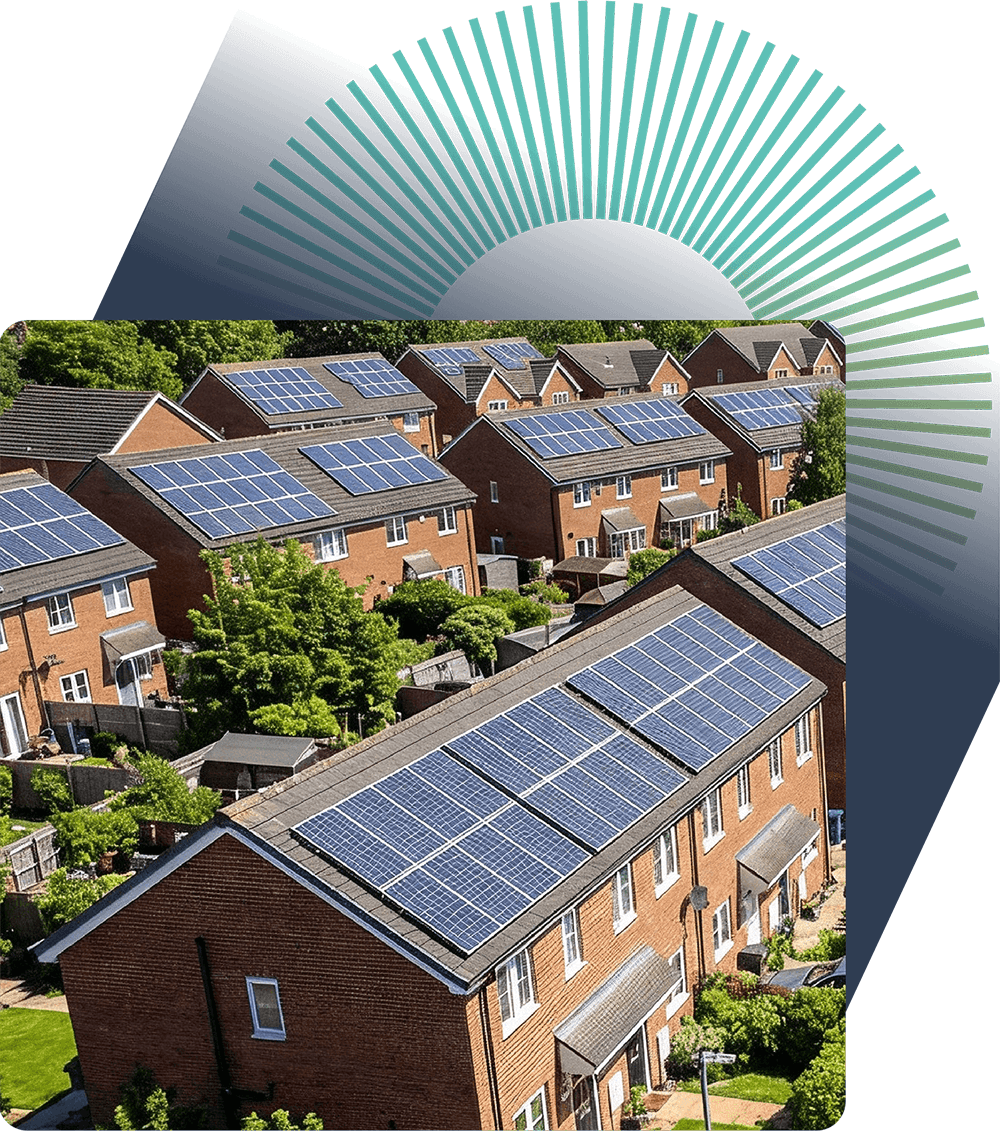 Residential street with homes fitted with solar panels