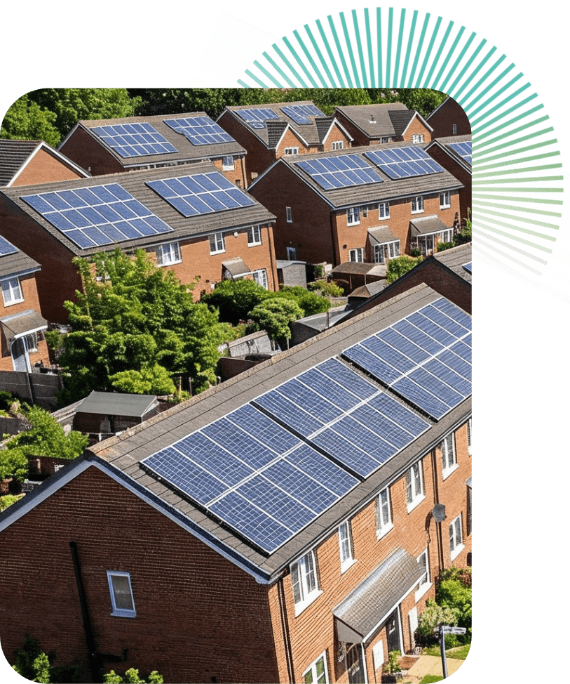 Housing estate with solar panels. Housing estate with solar panels.